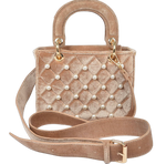 Quilted Velvet Crossbody Bag with Pearl