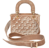 Quilted Velvet Crossbody Bag with Pearl