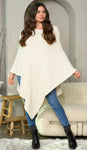 WOMEN'S RIBBED LONG PONCHO SWEATER, Small - Large