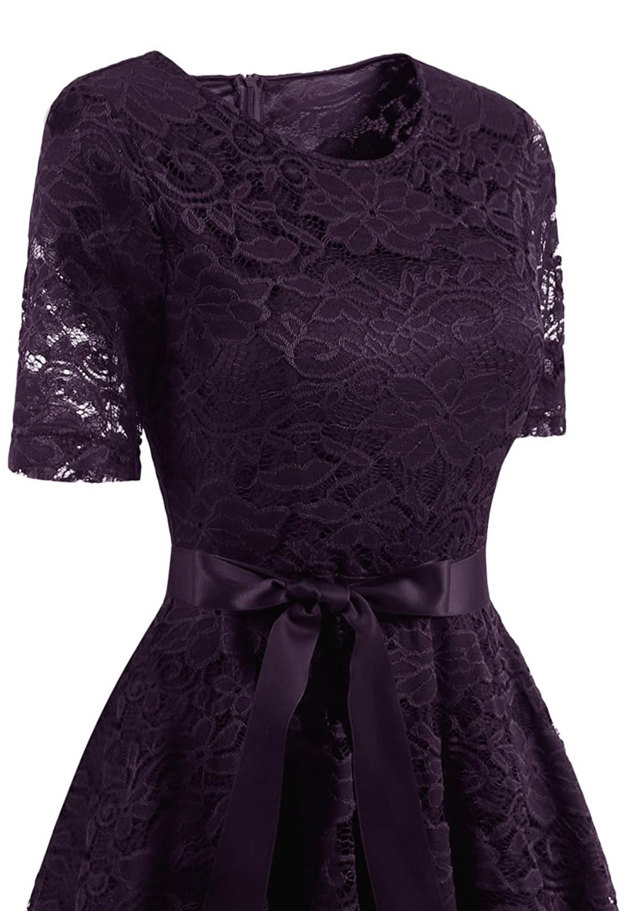 Vintage Inspired Full Lace Cocktail Dress, Sizes Small - 3XLarge (Grape)