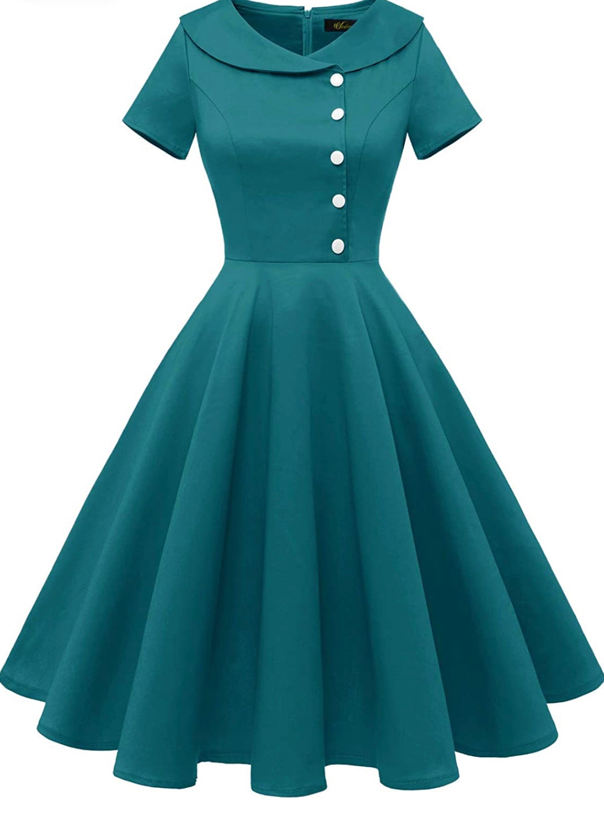 Peacock Green Audrey Style Swing Dress, Sizes XSmall - 3XLarge