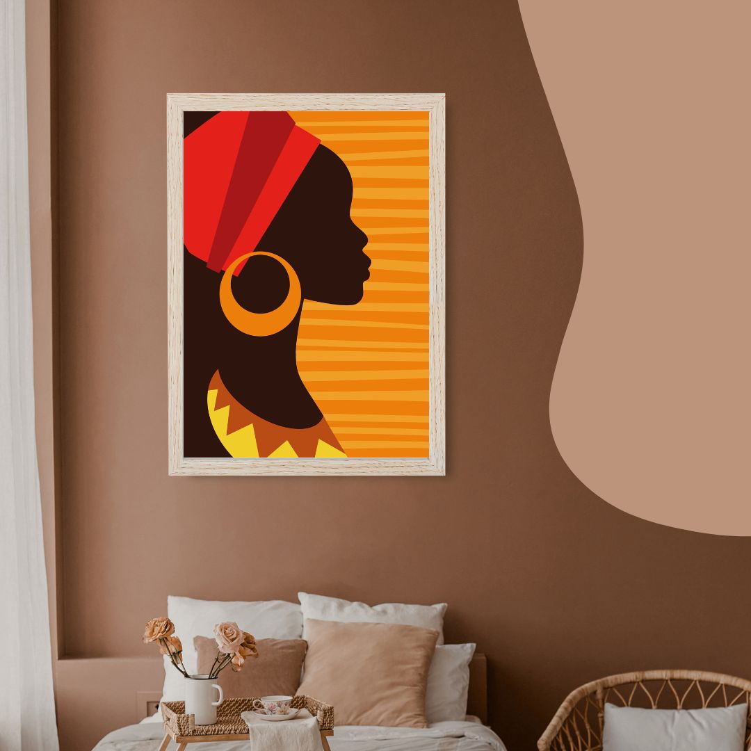 African Woman Silhouette Framed Art - Digital Download