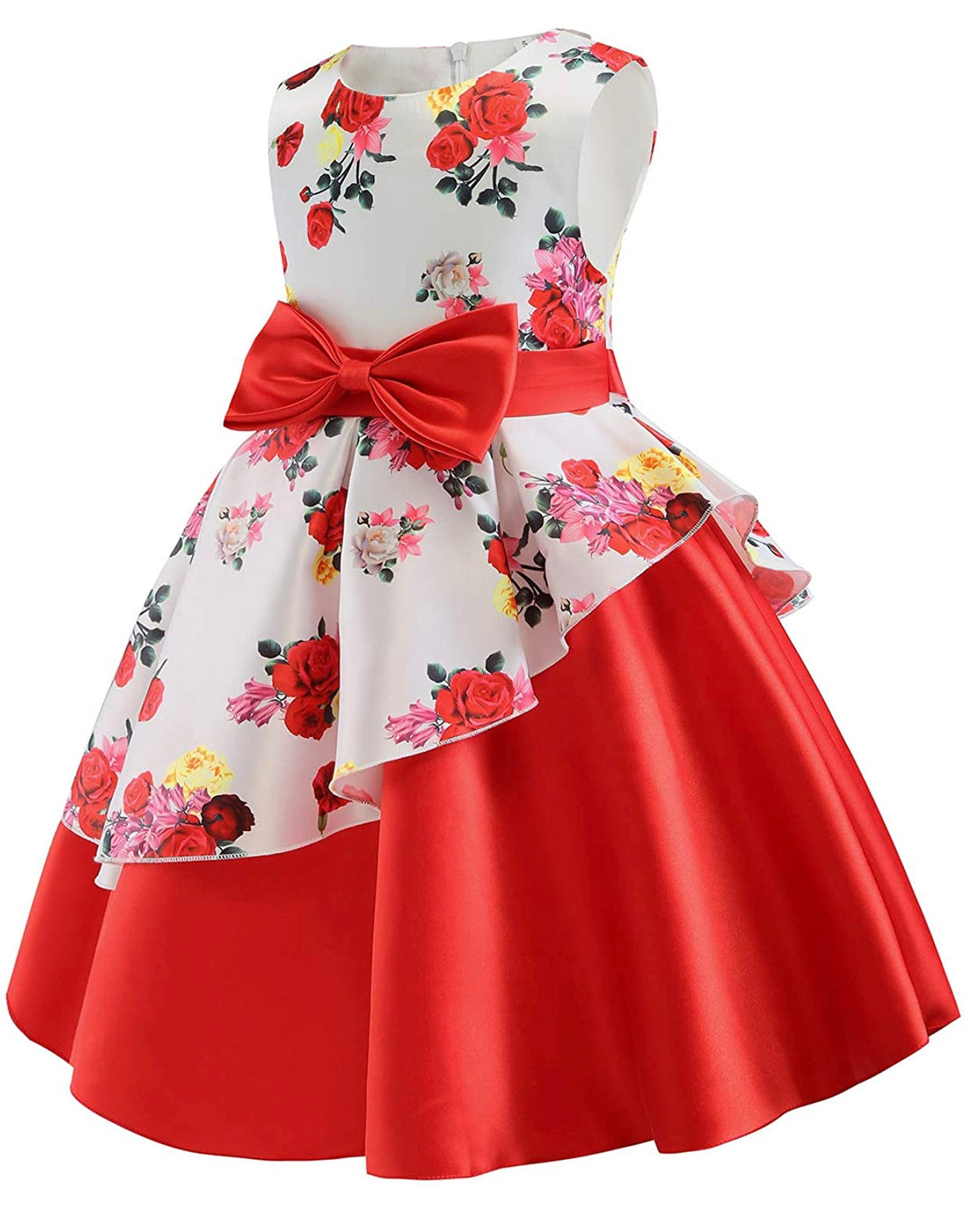 Little Girl’s Formal Floral Print Dress, Sizes 2T - 9 years (Red)