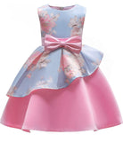 Little Girl’s Formal Floral Print Dress, Sizes 2T - 9 years (Pink & Blue)