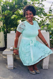 Vintage Inspired Full Lace Cocktail Dress, Sizes Small - 3XLarge (Mint)