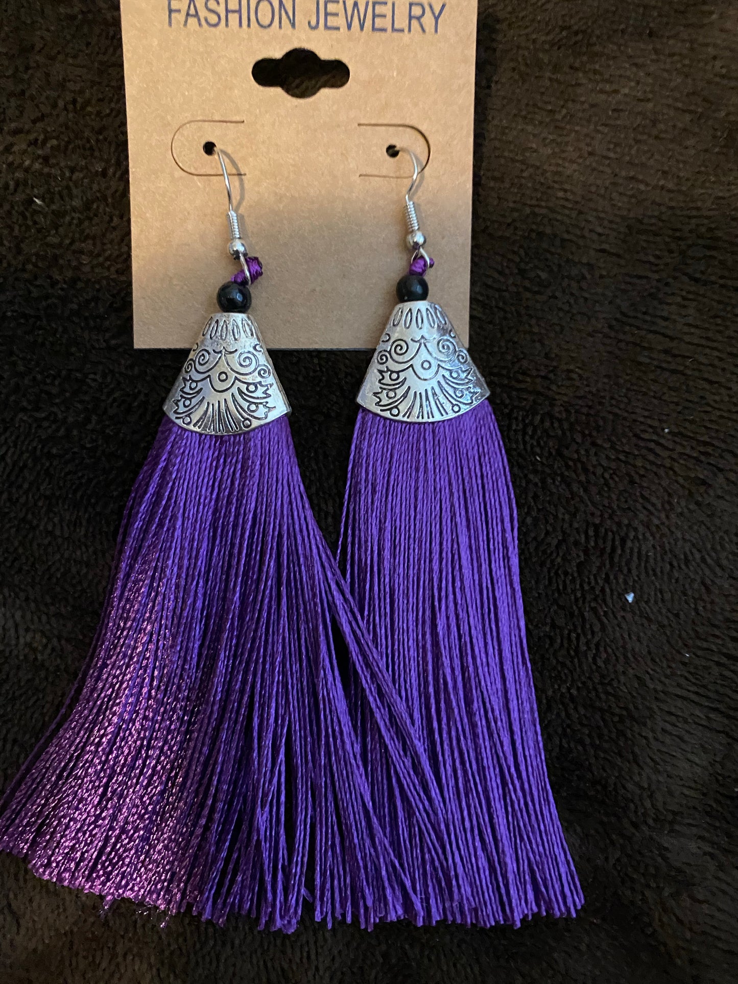 Fish Hook Pierced Tassel Fringe Earrings