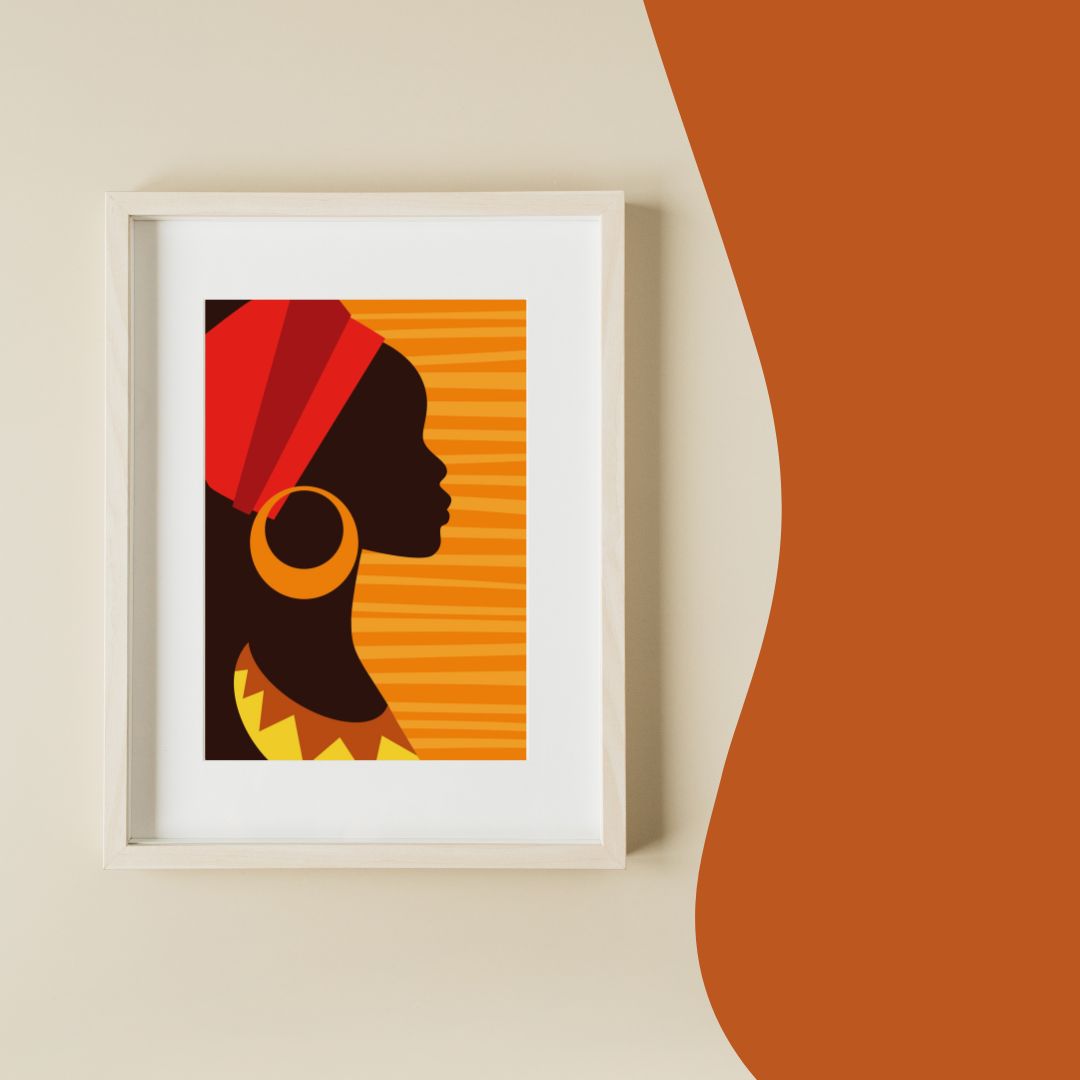 African Woman Silhouette Framed Art - Digital Download