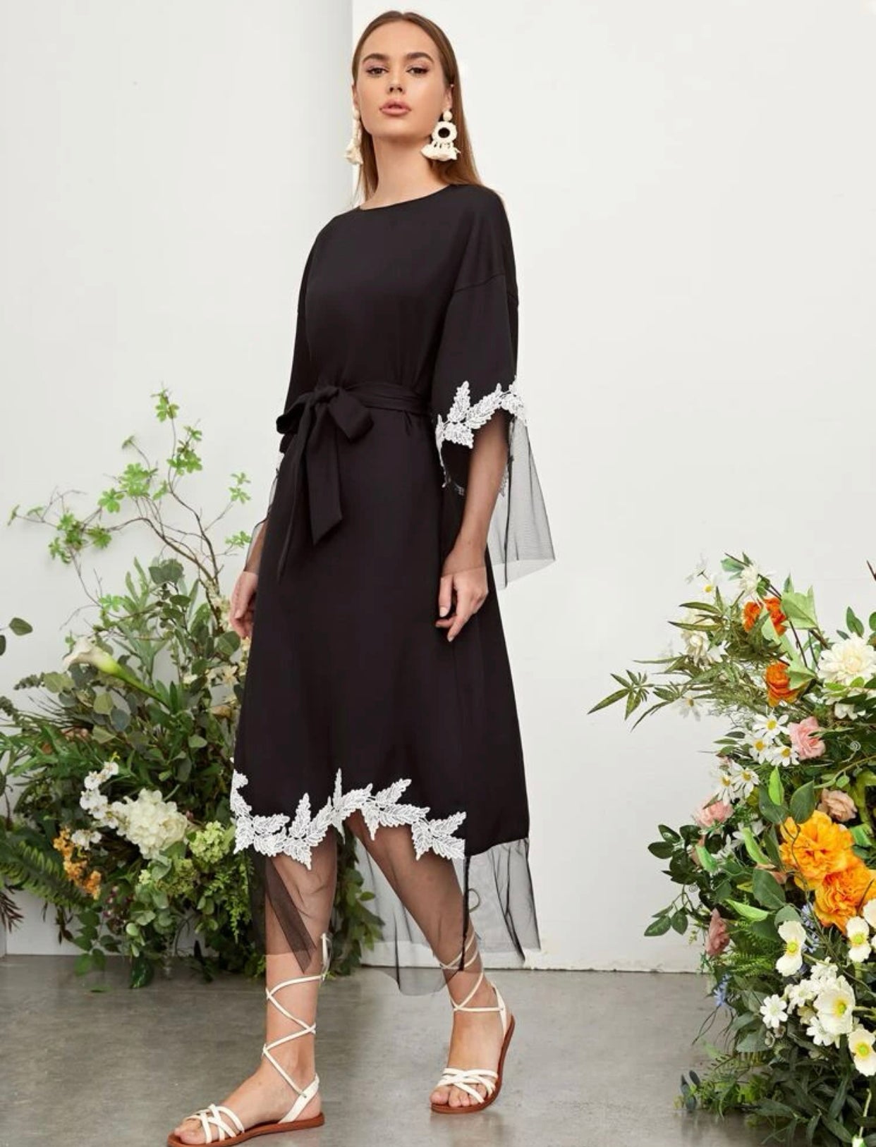 Guipure Lace Contrast Dress (US Sizes 4 - 12)