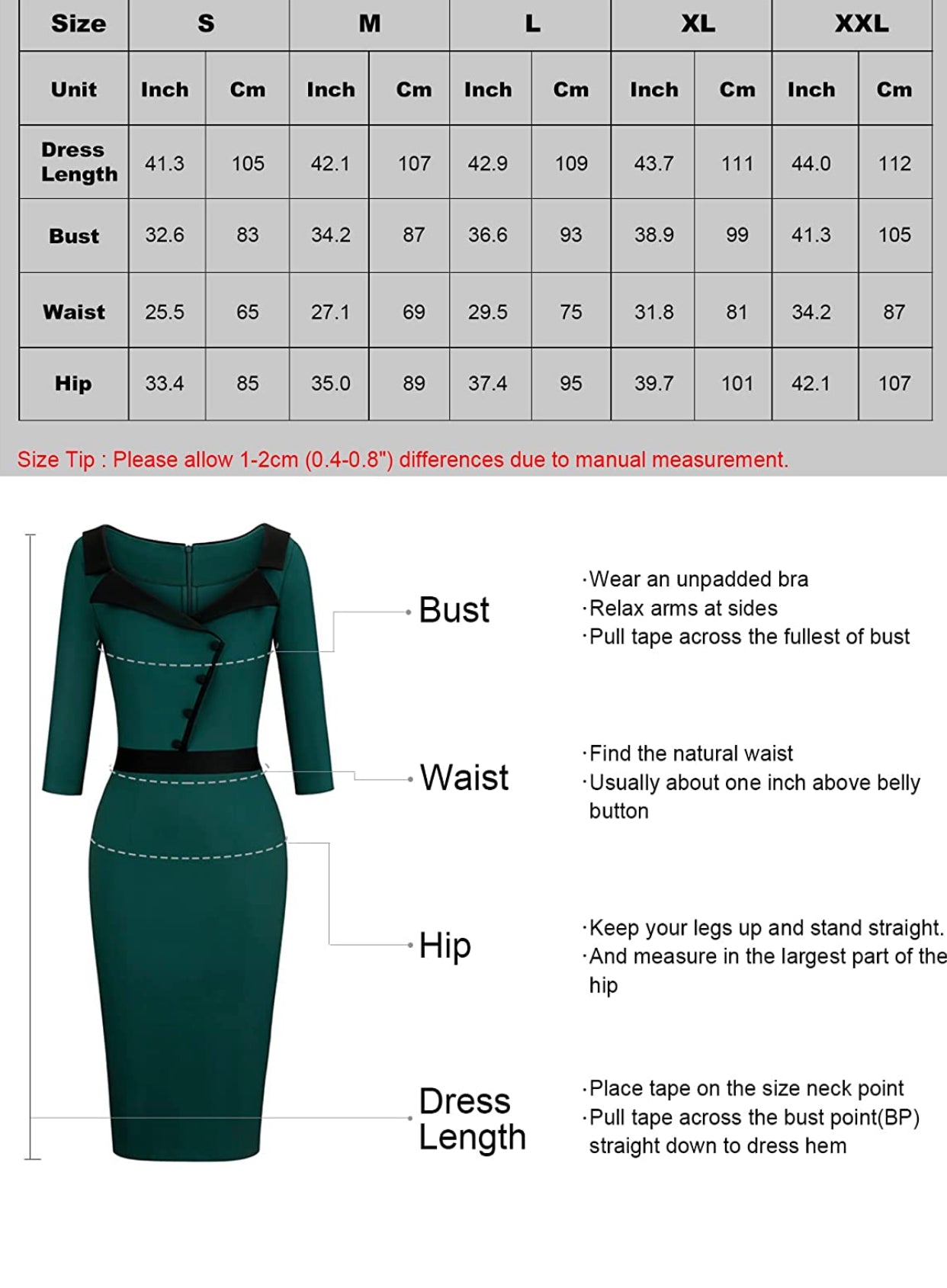 Green Vintage Inspired 3/4 Sleeve BodyCon Dress Sizes Small - 2XLarge (US 4 - 18)