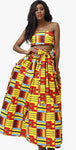 African Print Skirt Kente Traditional Wax Print Adjustable Strap Skirt