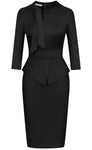 Vintage Inspired Peplum Dress (Sizes Small - 2XLarge) Black