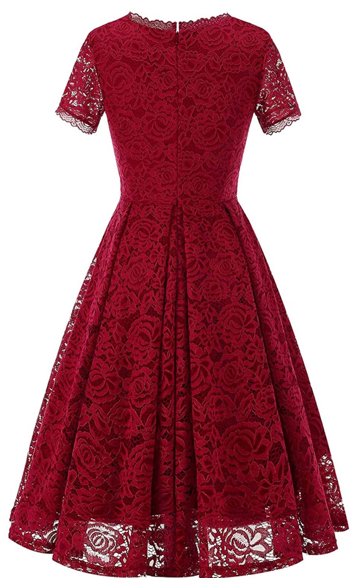 Elegant Lace Bridesmaid Dress, Sizes Small to 3XLarge (Dark Red)