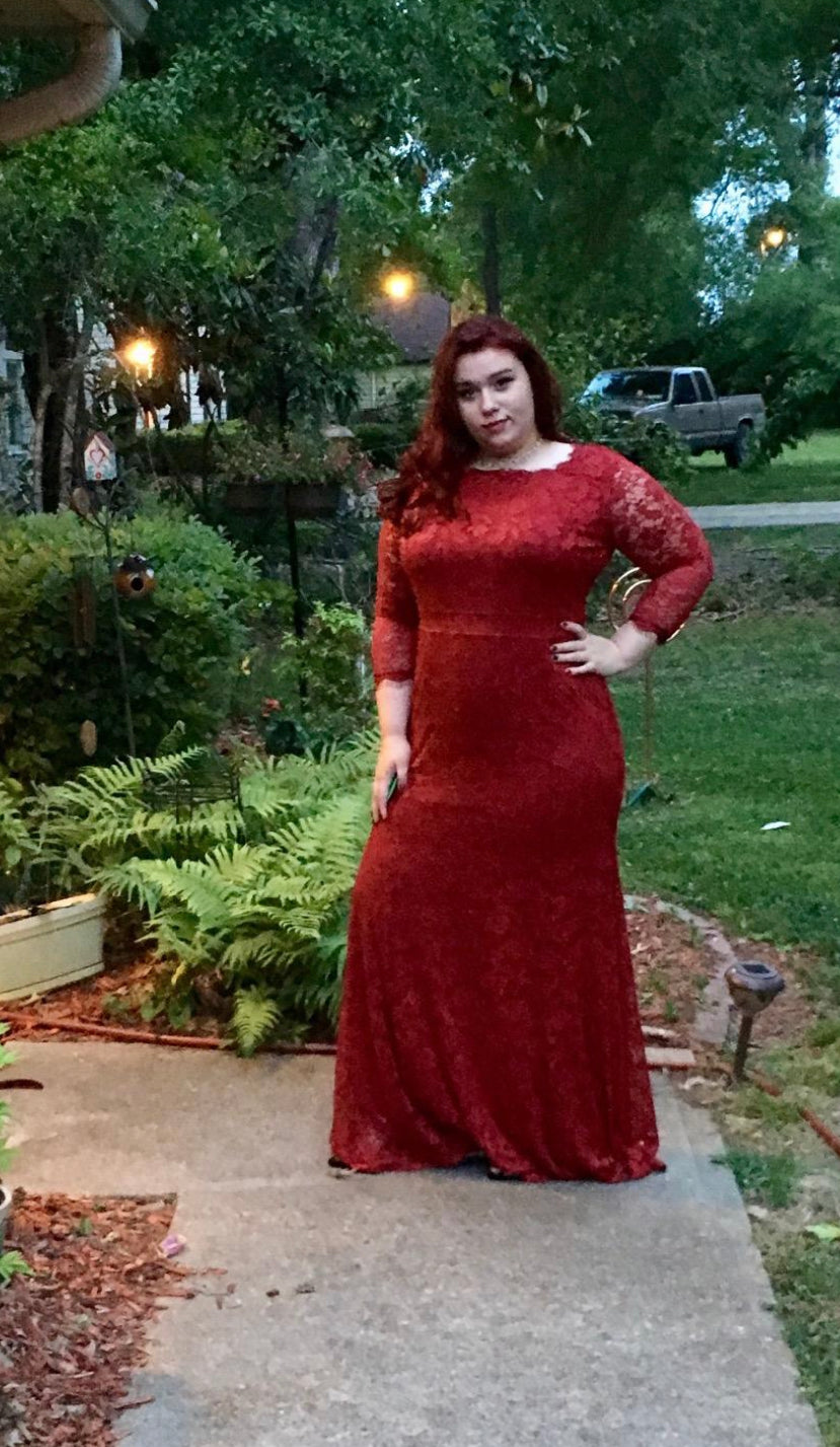 Vintage Inspired Lace Dress, Sizes Small - 2XLarge (Dark Red)