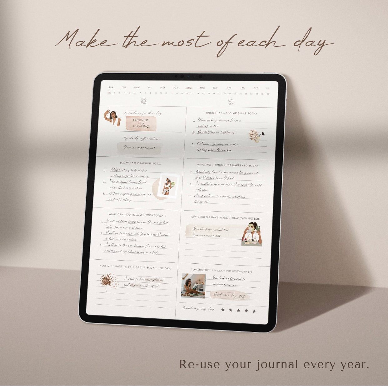 Goodnotes Digital Day and Night Daily Gratitude Journal, 393 pages