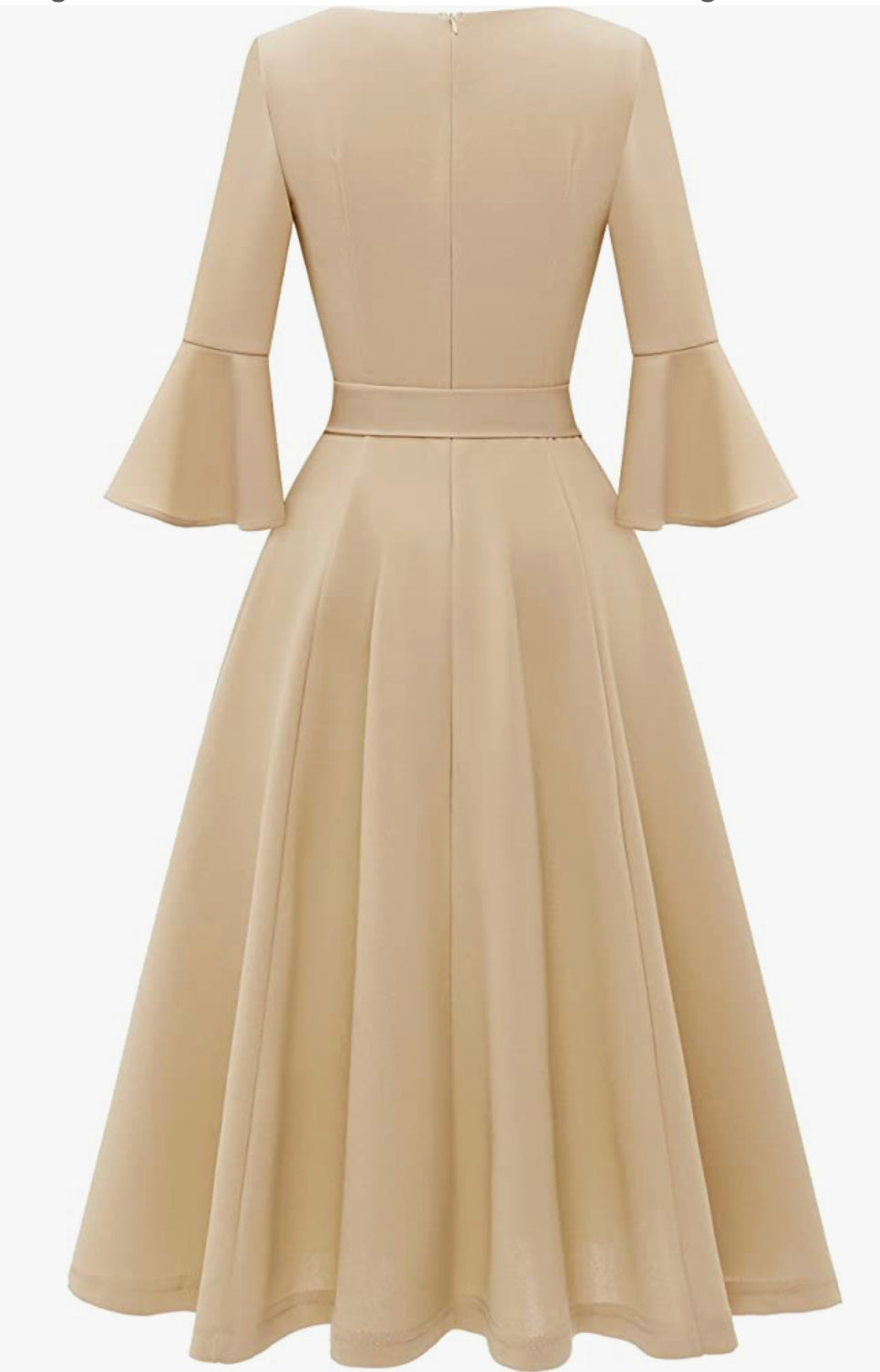 Elegant Bell Sleeve Cocktail Dress, Sizes Small - 3XLarge (Champagne)