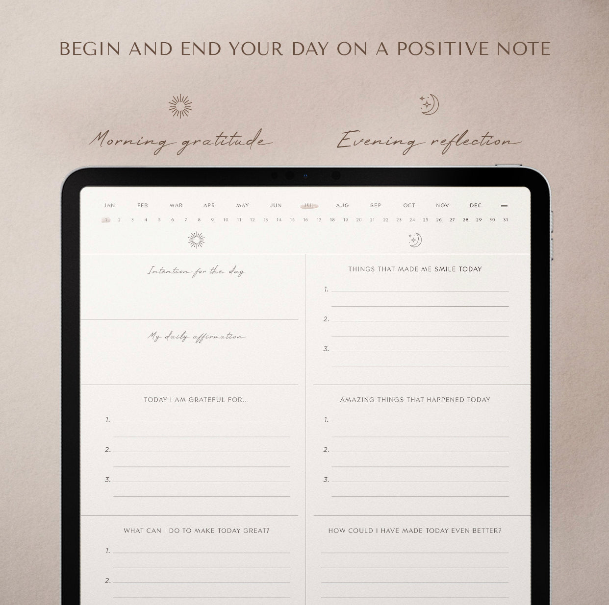 Goodnotes Digital Day and Night Daily Gratitude Journal, 393 pages