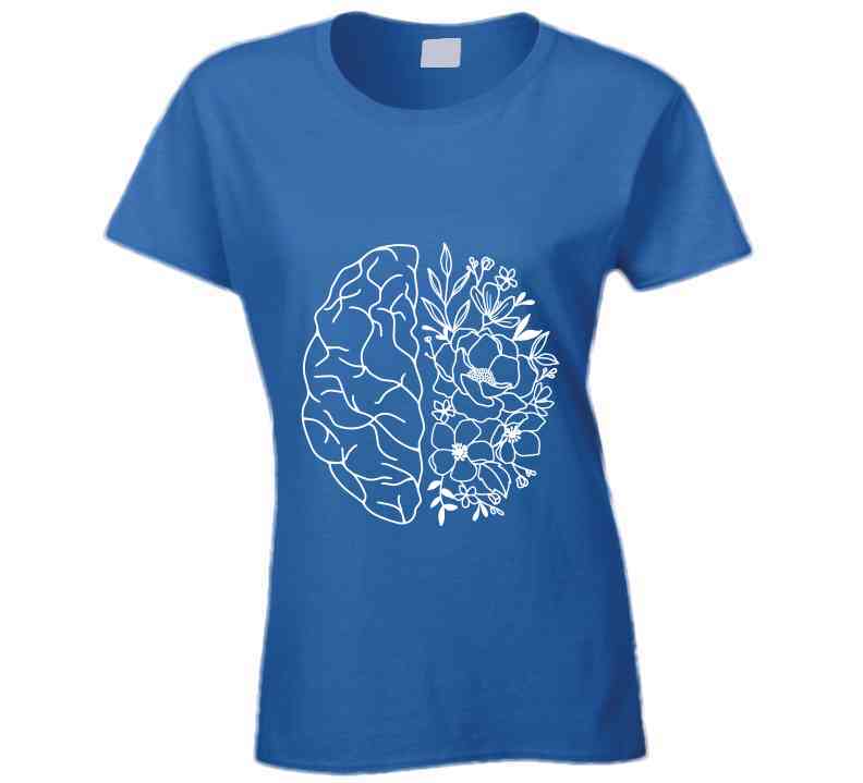 Floral Brain Mental Health Awareness Ladies T Shirt