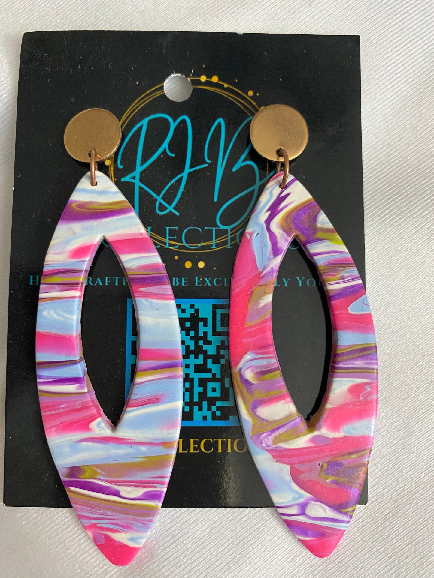 Handmade Pink and Violet Swirl Pierced Earrings