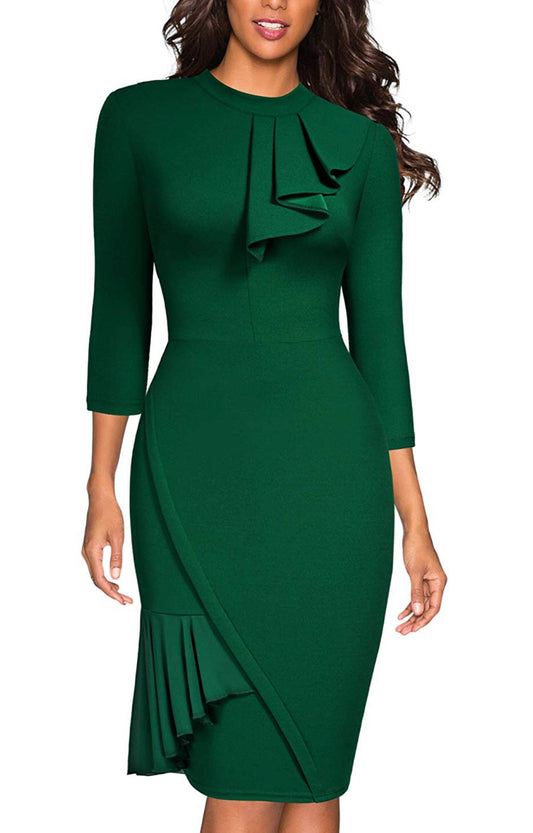 Vintage Inspired Pencil Dress, Sizes US 4 - 18 (Dark Green)