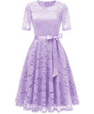 Vintage Inspired Full Lace Cocktail Dress, Sizes Small - 3XLarge (Lavender)