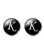 Men's  Monogram / Initial Cuff Links - Black & Silver (A-Z)