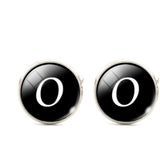 Men's  Monogram / Initial Cuff Links - Black & Silver (A-Z)